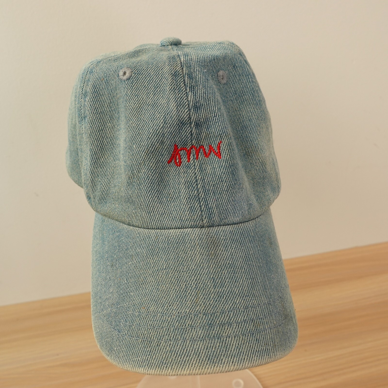 Sami Miro Vintage Cap Retro Denim Ball Blue Spell Out Adjustable Distressed Rare